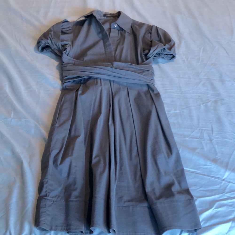 BCBG women’s tie waist shirt dress size 0 gray with pockets